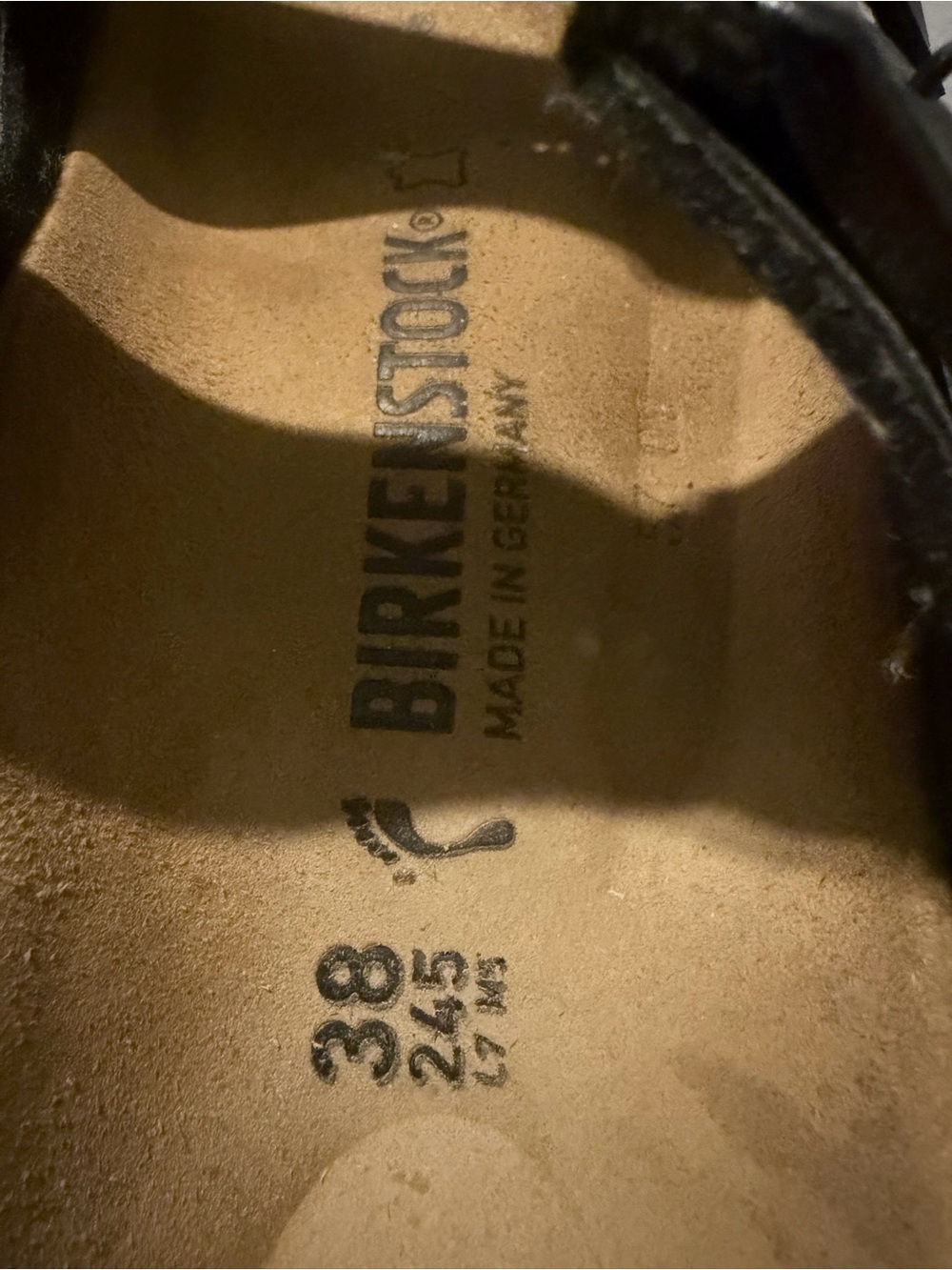 Birkenstock Arizona Two-Strap Sandals in Black and Tan Suede Footbed - Picture 6 of 8